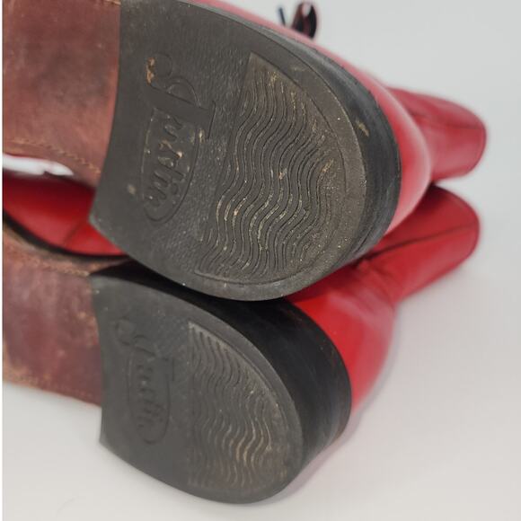 Vintage Justin Red Leather Lace-Up Boots Women’s 7.5B - Picture 16 of 16